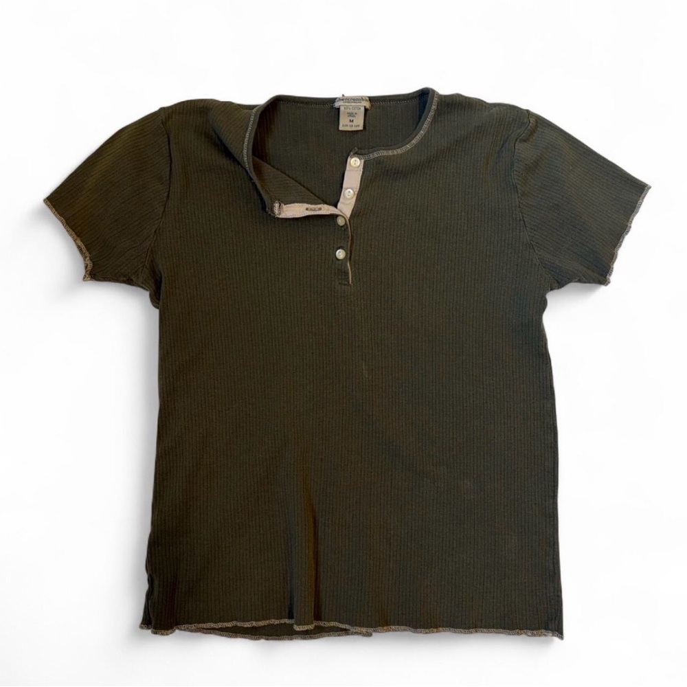 Y2K Abercrombie and Fitch Henley Tee 
Olive green